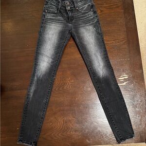 Buckle Faded Black Skinny Jeans